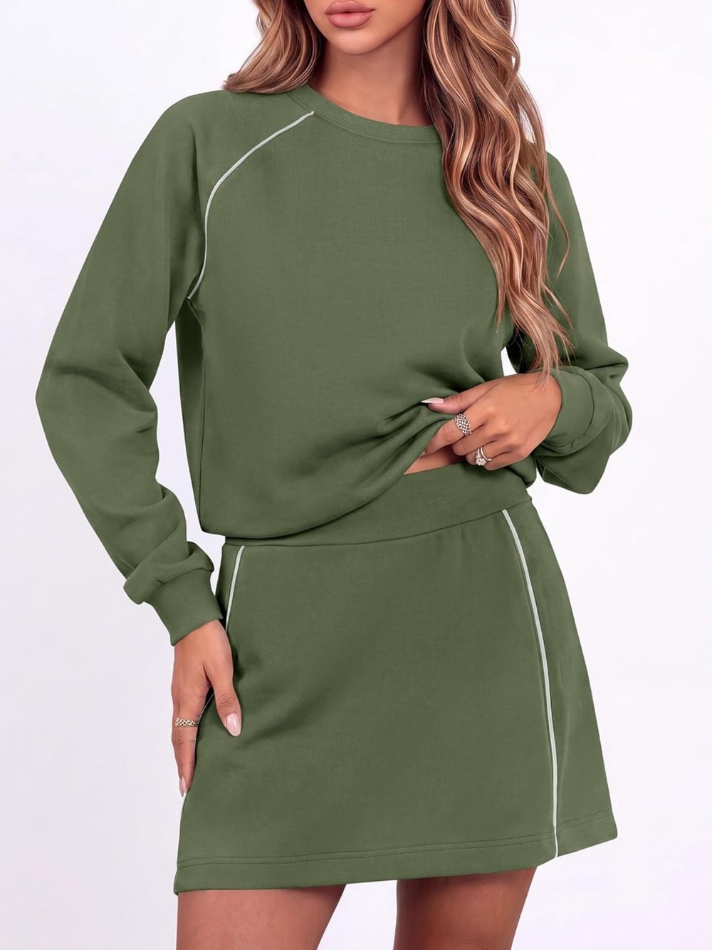 Pretty Garden-Olive Green 2-piece matching sweatsuit L